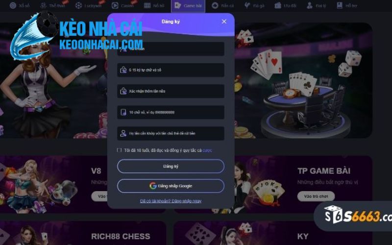 keonhacai 2 2 Hoàn tất thông tin đăng ký